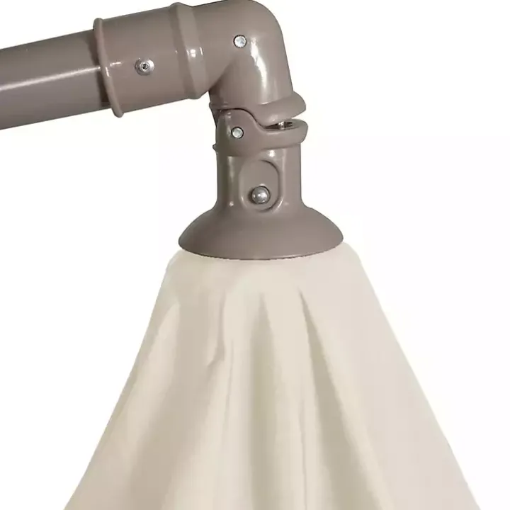 Beige Offset Hand Crank Outdoor Umbrella
