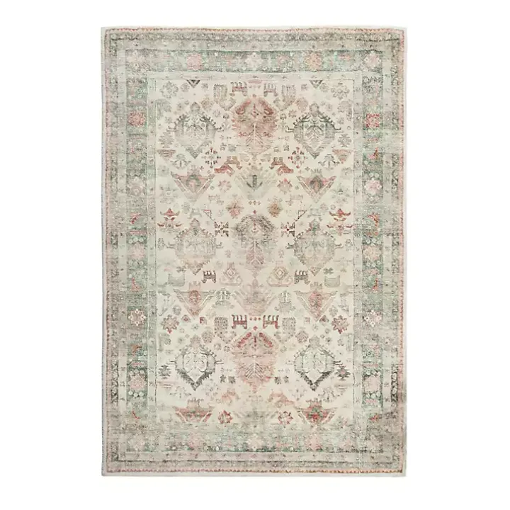 Beige Rosette Area Rug, 7x9