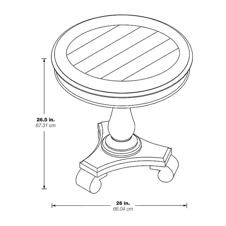 Beige Traditional Round Pedestal Accent Table