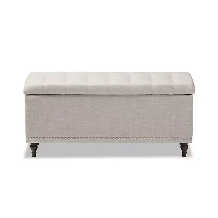 Beige Tufted Upholstery Storage Ottoman