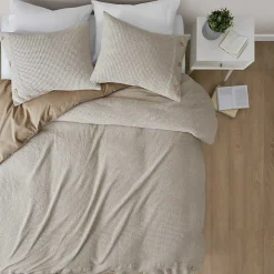 Beige Waffle Weave 3-pc. Queen Duvet Cover Set