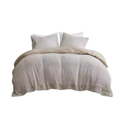 Beige Waffle Weave 3-pc. Queen Duvet Cover Set