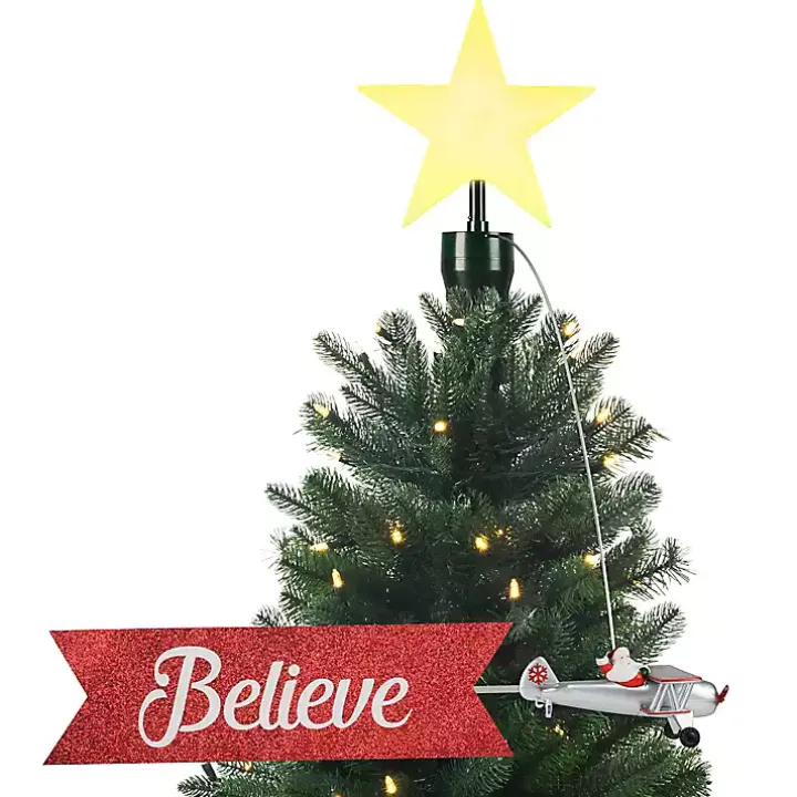 Believe Animated Biplane Tree Topper
