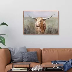 Big Sky Longhorn Framed Canvas Art Print