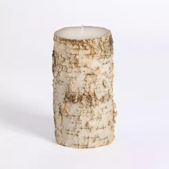 Birch Tree Bark Pillar Candle, 4x10 in.