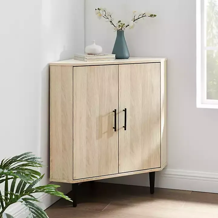 Birch Wood Finish Corner Cabinet