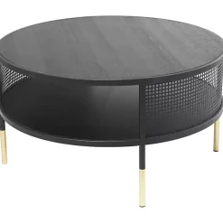 Black & Gold Metal Mesh Round Coffee Table