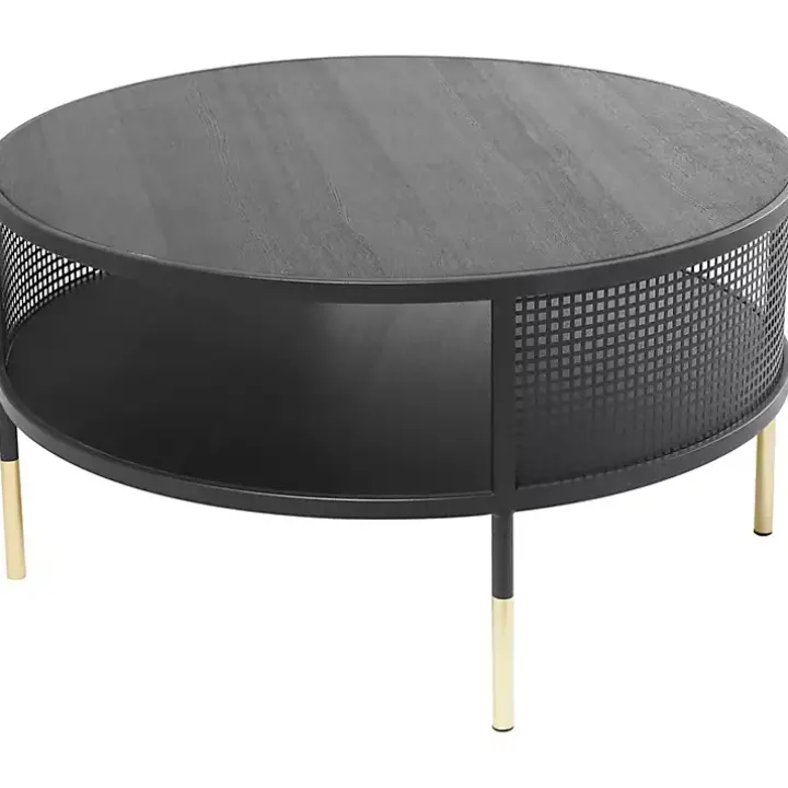 Black & Gold Metal Mesh Round Coffee Table