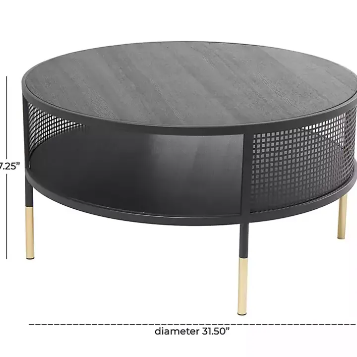 Black & Gold Metal Mesh Round Coffee Table