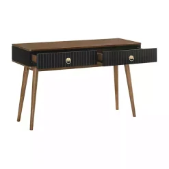 Black & Walnut Soft-Close Wood Console Table