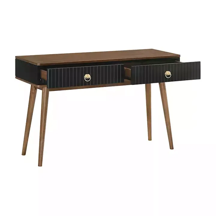 Black & Walnut Soft-Close Wood Console Table
