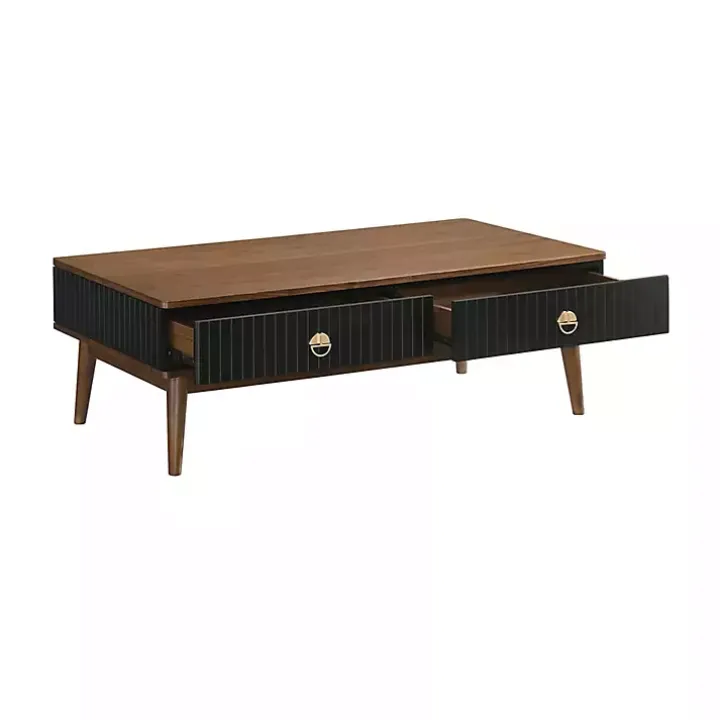 Black & Walnut Soft-Close Wood Coffee Table