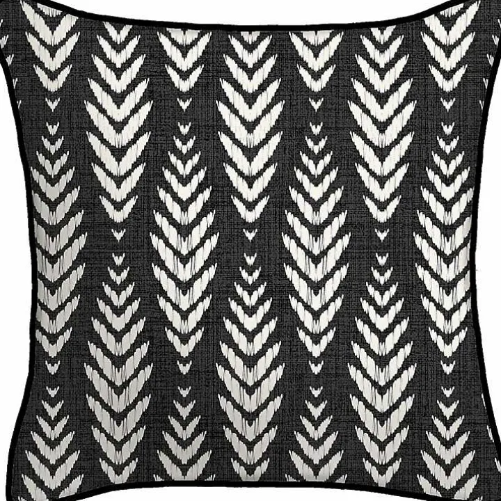Black & White Geometric Leaves Outdoor Pillow