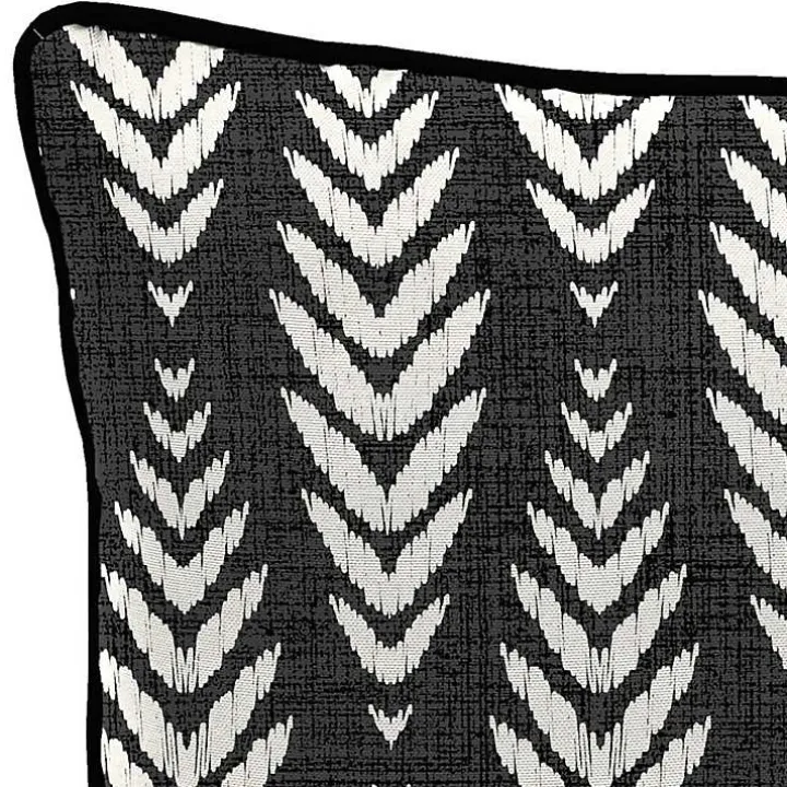 Black & White Geometric Leaves Outdoor Pillow