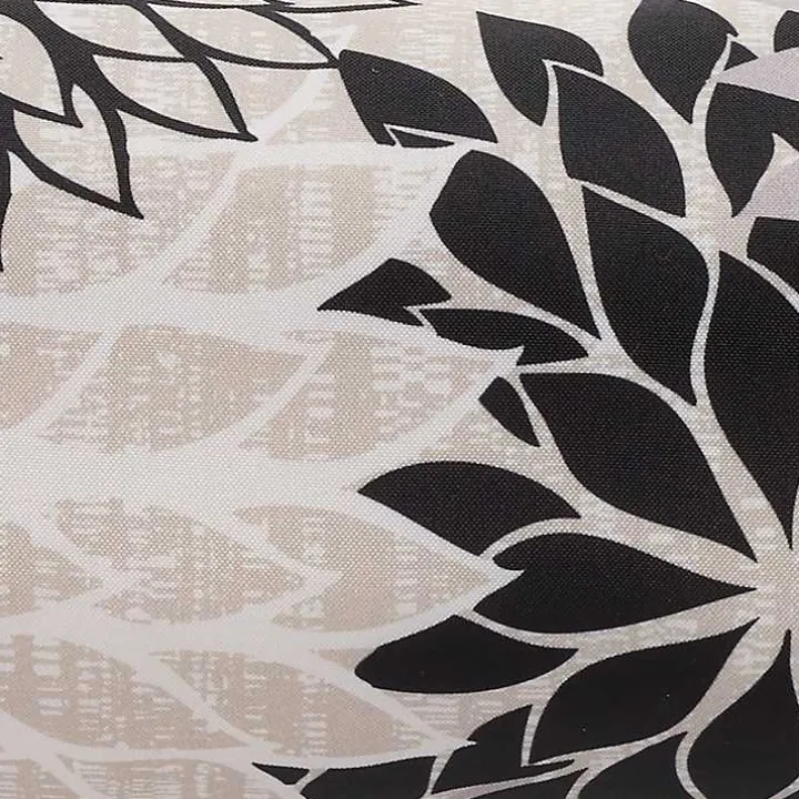 Black and Beige Floral Outdoor Bolster Pillow
