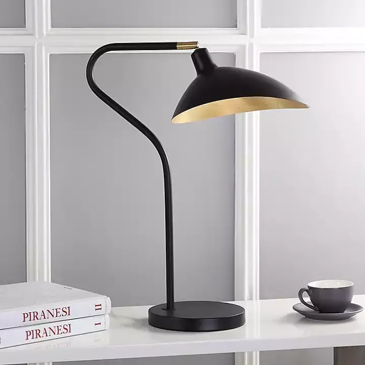 Black and Gold Curved Neck Giselle Task Lamp