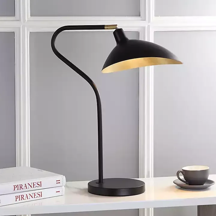 Black and Gold Curved Neck Giselle Task Lamp