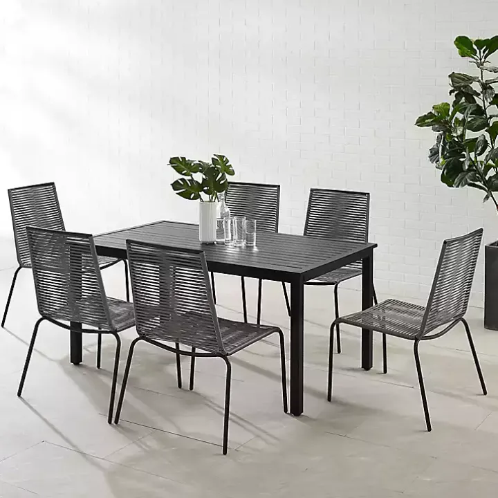 Black and Gray Rope 7-pc. Outdoor Dining Set