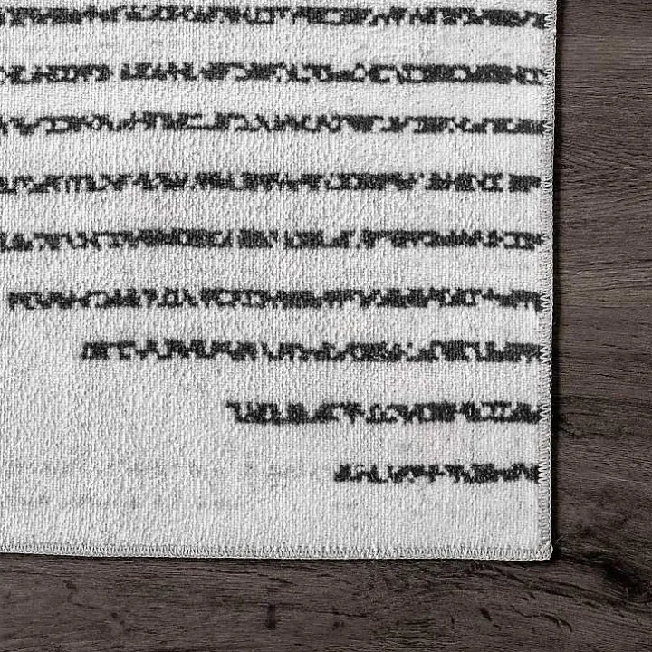 Black and Ivory Diamond Washable Area Rug, 3x5