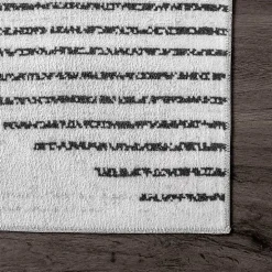 Black and Ivory Diamond Washable Area Rug, 5x8