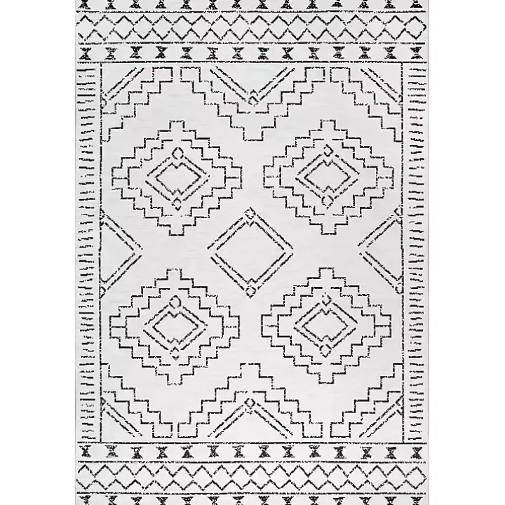 Black and Ivory Moroccan Washable Runner