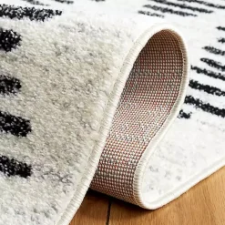 Black and Ivory Tulum Geometric Runner, 2x8