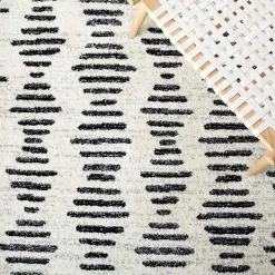 Black and Ivory Tulum Geometric Runner, 2x8