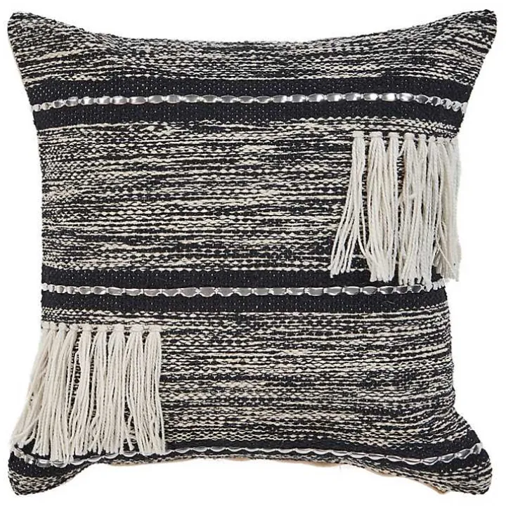 Black and Natural Mingled Texture Pillow