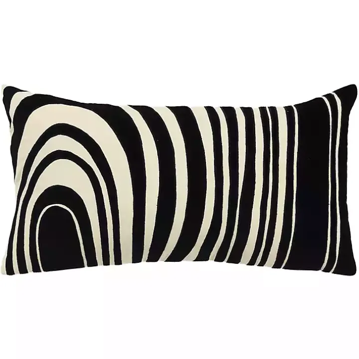 Black and Natural Wave Lumbar Pillow