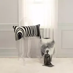 Black and Natural Wave Lumbar Pillow