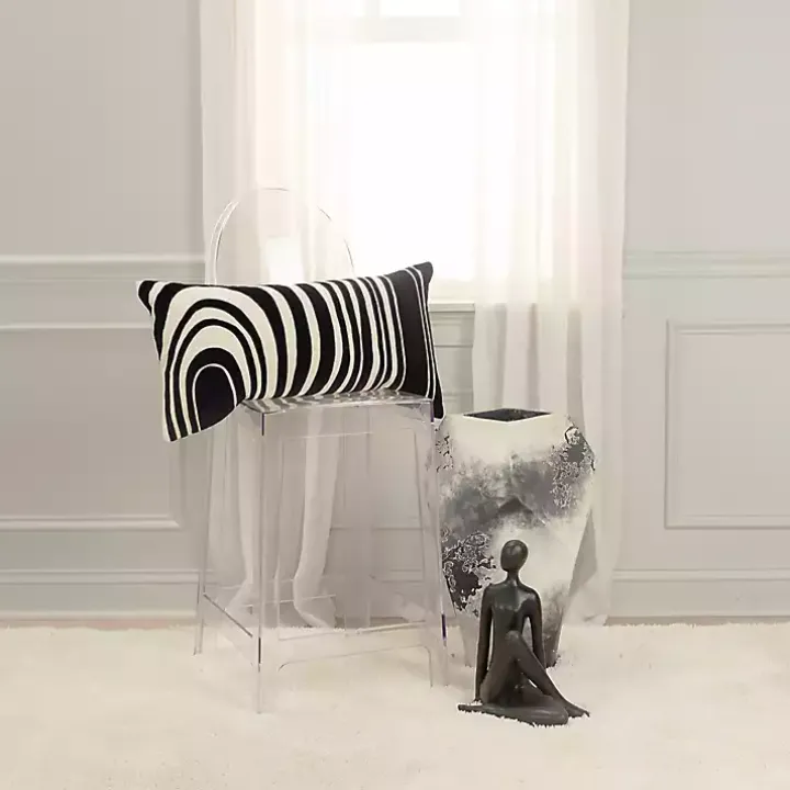 Black and Natural Wave Lumbar Pillow