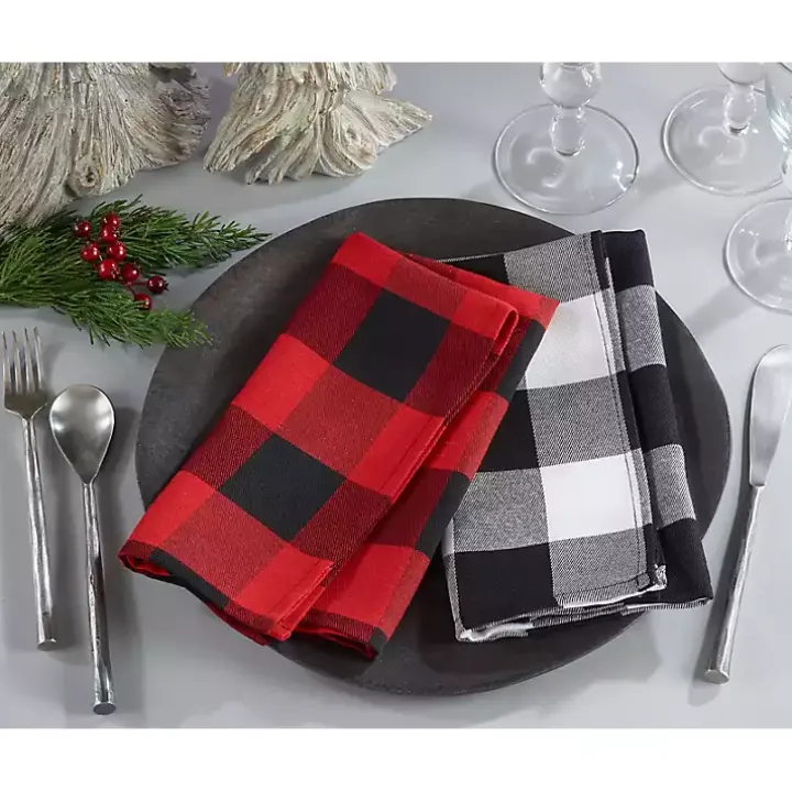 Black and Red Buffalo Check Napkins, Set of 4