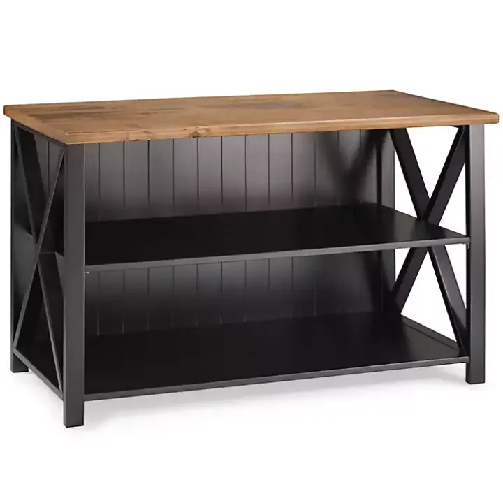 Black and Rustic Oak Wood Farmhouse Console Table