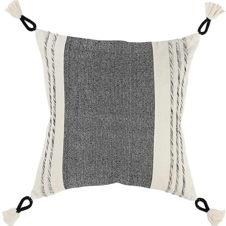 Black and White Block Loop Throw Pillow