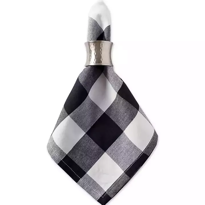Black and White Buffalo Check Napkins, Set of 6