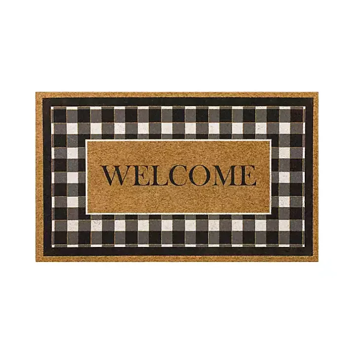 Black and White Buffalo Check Welcome Doormat