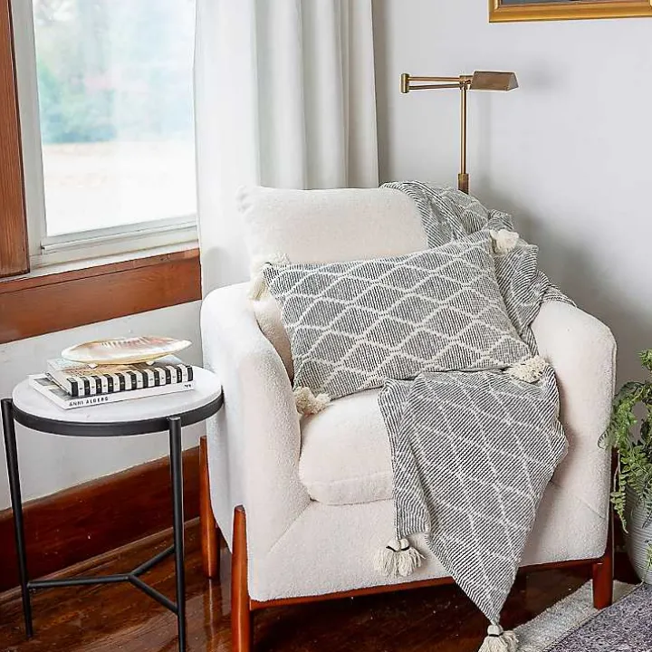 Black and White Diamond Woven Lumbar Pillow