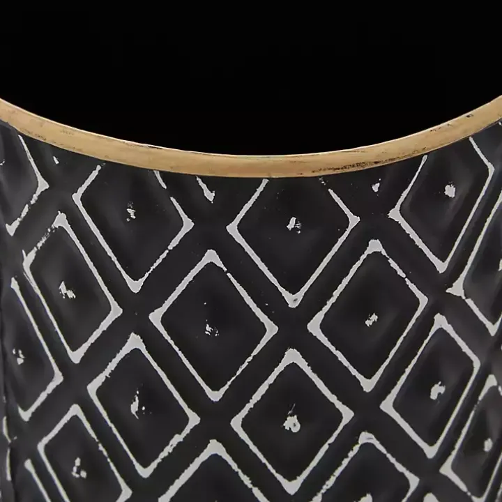 Black and White Embossed Diamond Jars, Set of 2