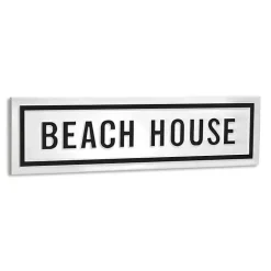 Black and White Metal Beach House Wall Sign