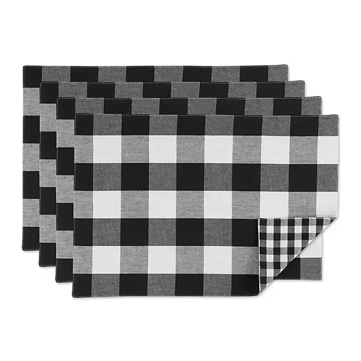 Black and White Reversible Placemats, Set of 4