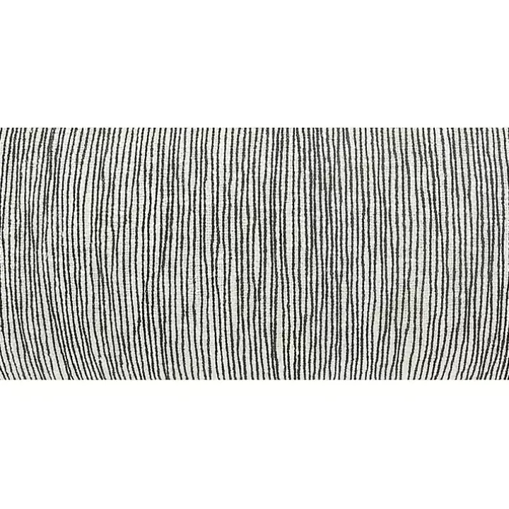 Black and White Striped Lumbar Pillow with Tassels
