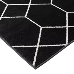 Black and White Trellis Woven Area Rug, 6x9