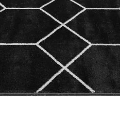 Black and White Trellis Woven Area Rug, 6x9