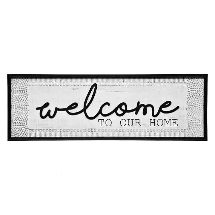 Black and White Welcome to Our Home Framed Plaque