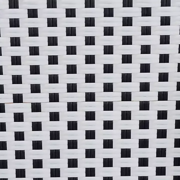 Black and White Woven Dining Chairs, Set of 2