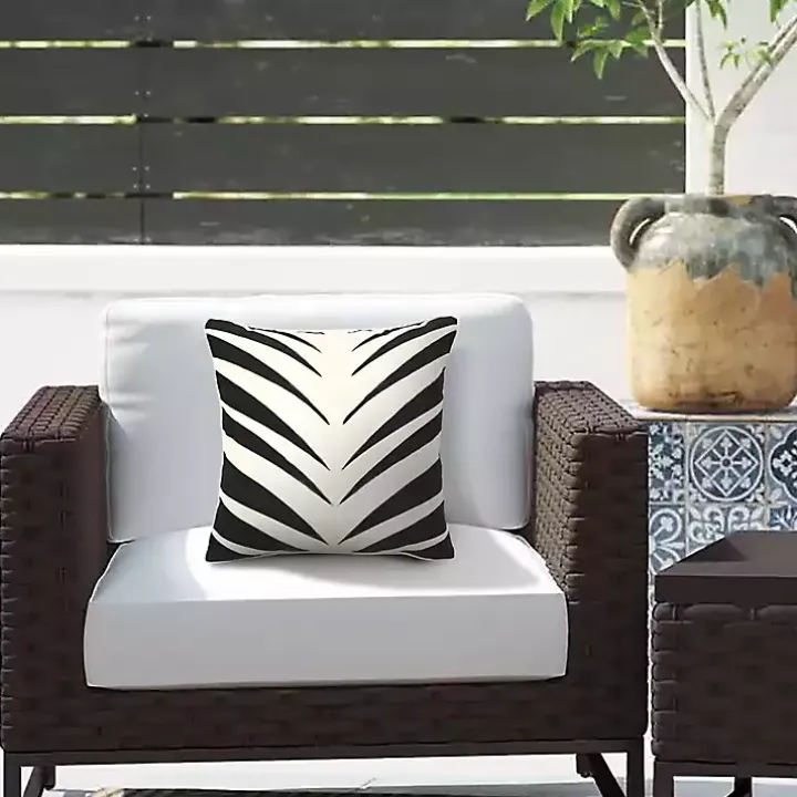 Black and White Zebra Outdoor Pillow