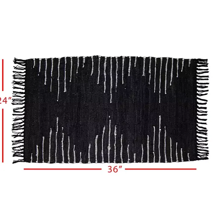 Black Artisanal Leather Diamond Scatter Rug