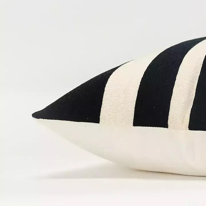Black Asymmetrical Linear Throw Pillow