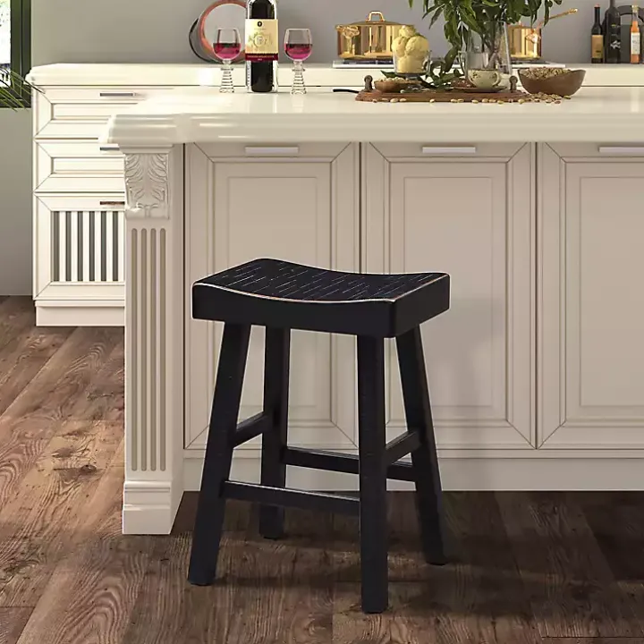 Black Backless Cooper Counter Stools, Set of 2