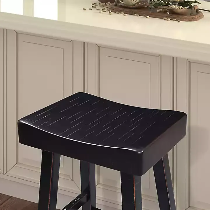 Black Backless Cooper Counter Stools, Set of 2